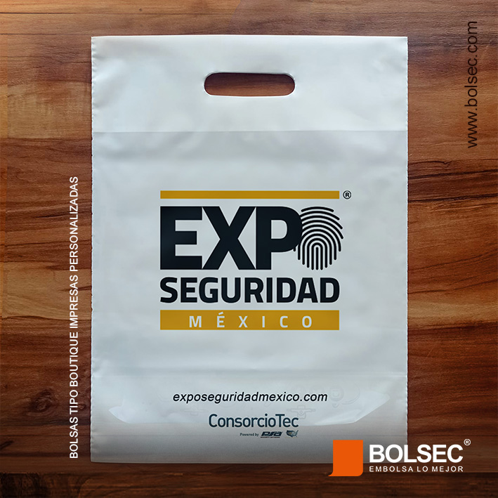 bolsa de plastico tipo  boutique con impresion