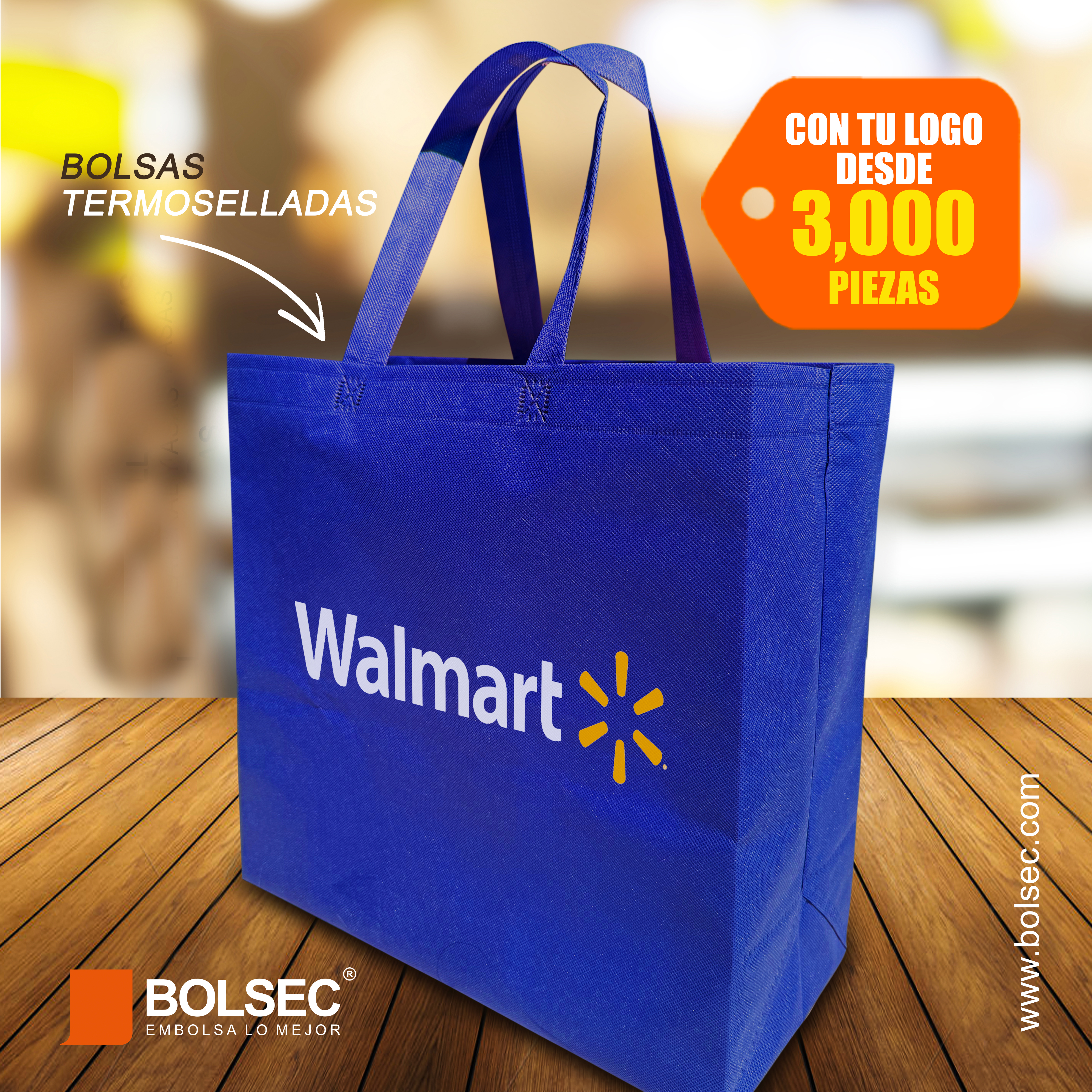 Bolsa ecologica de tela non woven con fuelle impresa